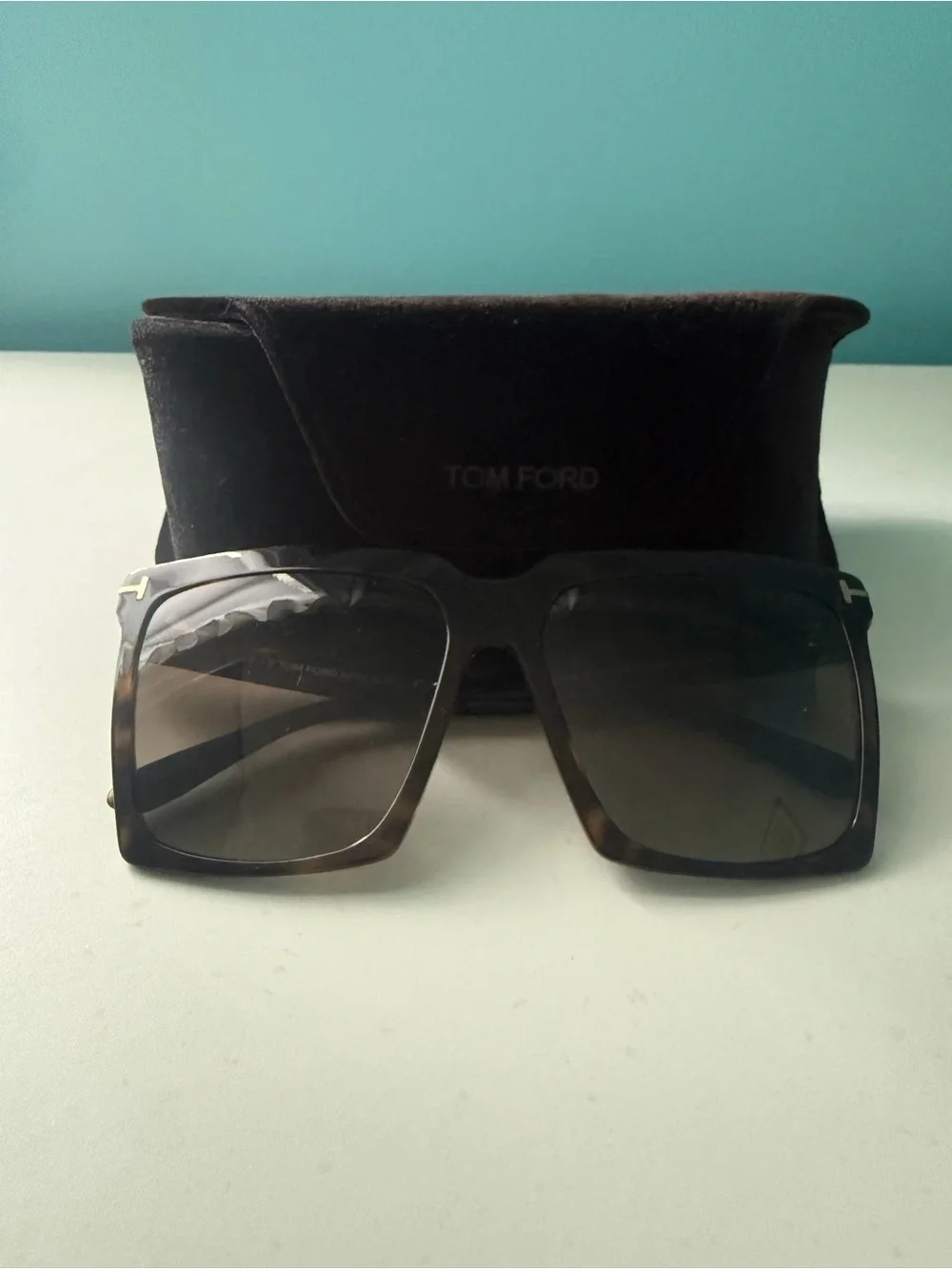 Tom Ford Square Sunglasses with Brown Gradient Lenses